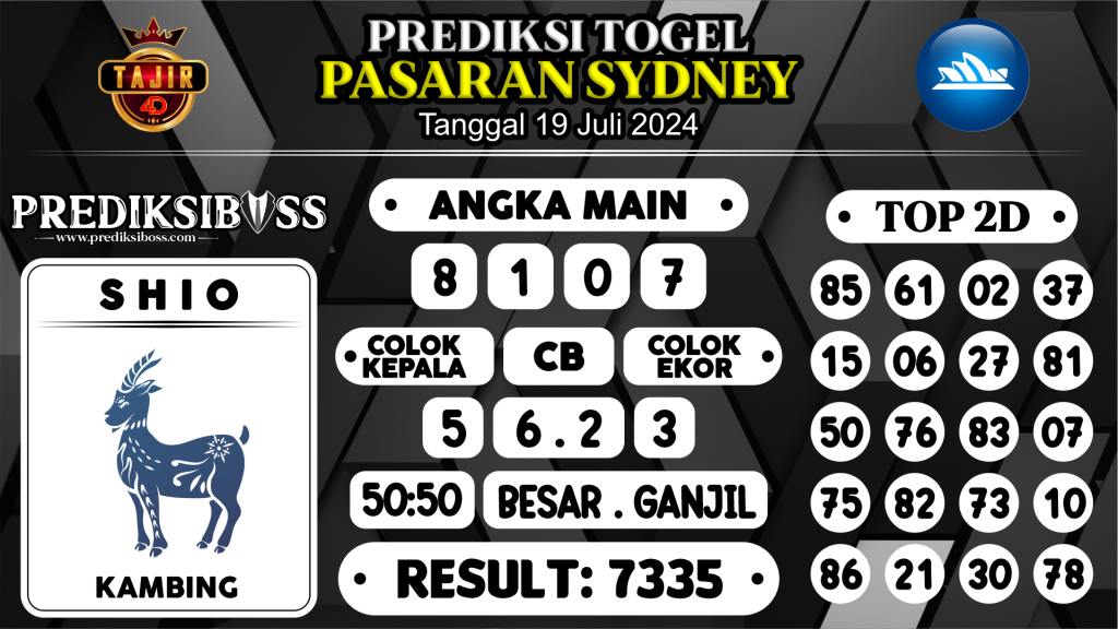 https://prediksibossgila.com/prediksi-boss-togel-sidney-jumat-19-juli-2024/