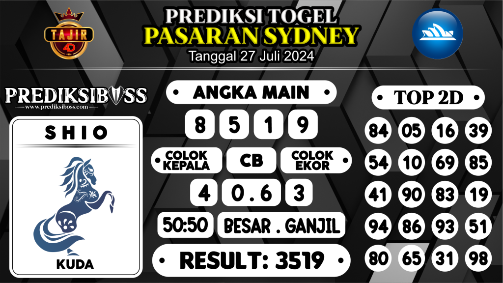 https://prediksibossgila.com/prediksi-boss-togel-sidney-sabtu-27-juli-2024/