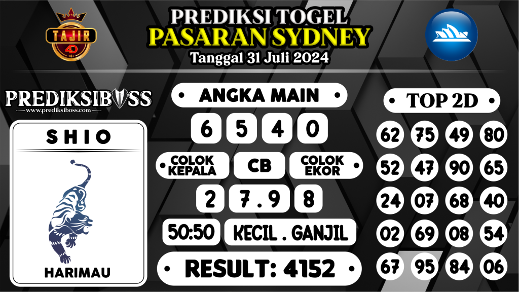 https://prediksibossgila.com/prediksi-boss-togel-sidney-rabu-31-juli-2024/